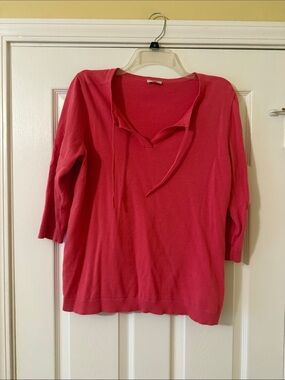 Talbots Pink V-Neck Tie-Detail Sweater Top